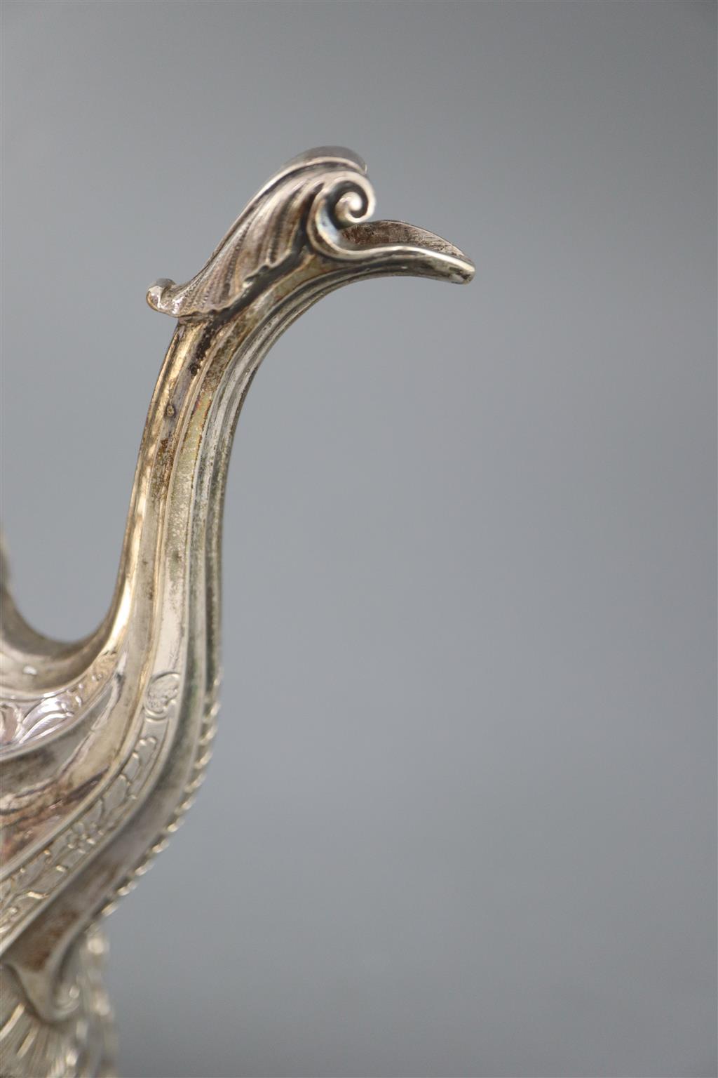 A late George II rococo tapered cylindrical coffee pot by Edward Aldridge, gross 26.5oz.